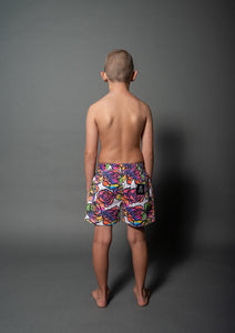 Sir Seraph BOARD SHORT/ WALK SHORT- RAINBOW ROSES (WHITE)